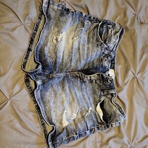 BKE Blue Distressed Jean Shorts
